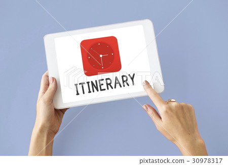 Itinerary red analog alarm clock icon Itinerary red analog alarm clock icon 30978317