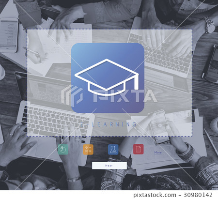 Group of students study literacy academics education mortar board graphic 30980142