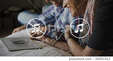 Music Note Mute Choose Button Icon Stamp 30981422