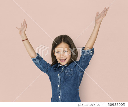 A happiness caucasian girl is wearing jeans A happiness caucasian girl is wearing jeans 30982905