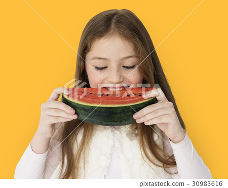 Girl Eating Watermelon Studio Concept 30983616