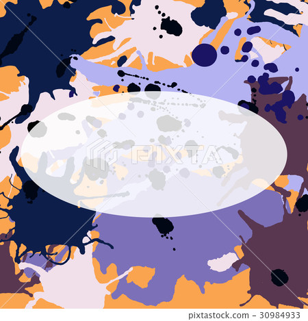 Purple orange brown ink splashes ellipse frame 30984933