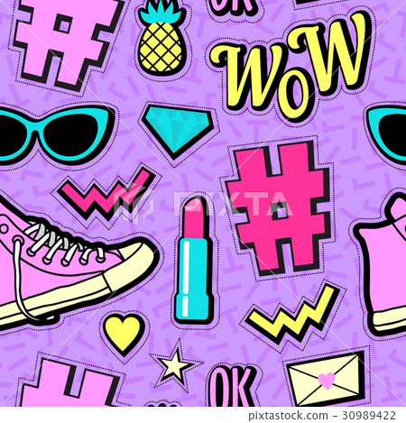 Vector neon pop background 80s, 90s 30989422