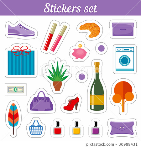 Stickers set. Cartoon patch badges. Stickers set. Cartoon patch badges. 30989431