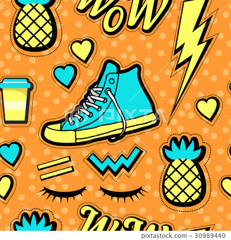 Vector neon pop background 80s, 90s 30989440