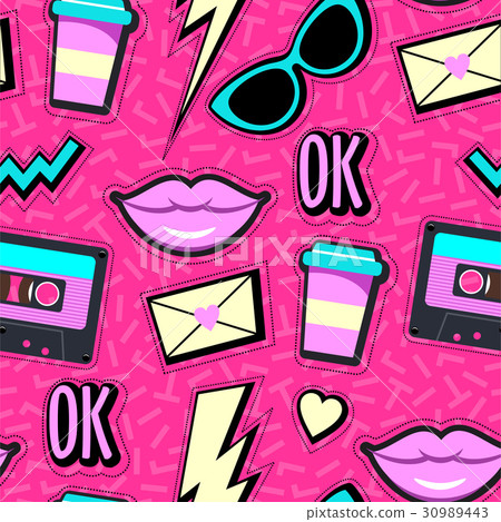 Vector neon pop background 80s, 90s Vector neon pop background 80s, 90s 30989443