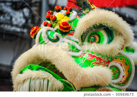 Closeup Chinese lion mask Closeup Chinese lion mask 30989673