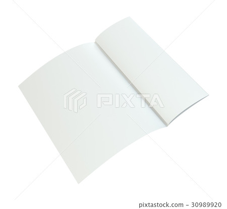 Blank folded leaflet white paper. 3d rendering. Blank folded leaflet white paper. 3d rendering. 30989920