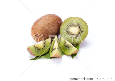 Kiwi fruit isolated on white background, macro Kiwi fruit isolated on white background, macro 30989922