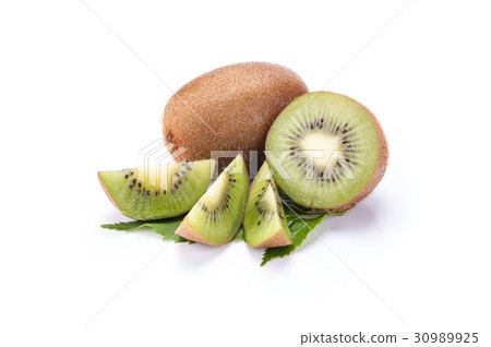 Kiwi fruit isolated on white background, macro Kiwi fruit isolated on white background, macro 30989925