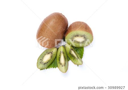 Kiwi fruit isolated on white background, macro Kiwi fruit isolated on white background, macro 30989927