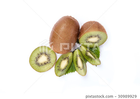 Kiwi fruit isolated on white background, macro 30989929