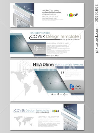 Social Media And Email Headers Set Modern Banners Stock