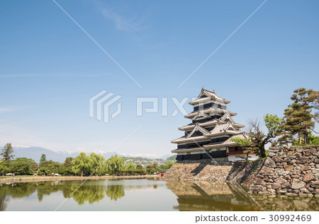 National Treasures Matsumoto Castle Omamori and the mountains of the moat and the Northern Alps National Treasures Matsumoto Castle Omamori and the mountains of the moat and the Northern Alps 30992469