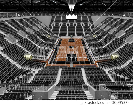 Beautiful modern basketball arena with black seats 30995874