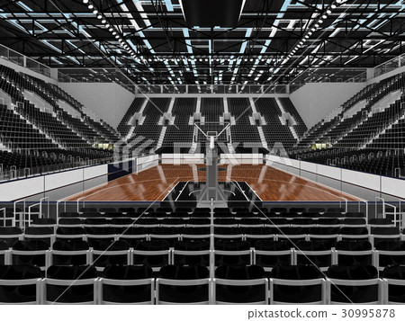 Beautiful modern basketball arena with black seats Beautiful modern basketball arena with black seats 30995878