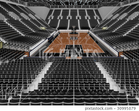 Beautiful modern basketball arena with black seats Beautiful modern basketball arena with black seats 30995879