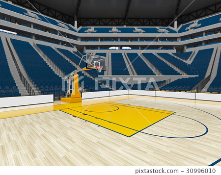 Beautiful modern basketball arena with blue seats 30996010