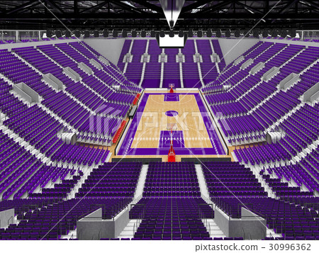 Large modern basketball arena with purple seats Large modern basketball arena with purple seats 30996362