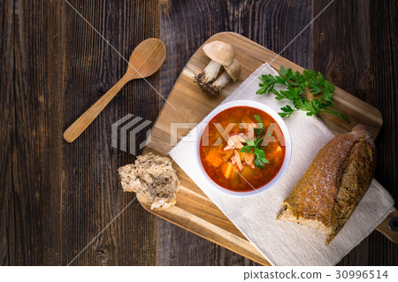 Fresh mushroom soup from calocybe 30996514