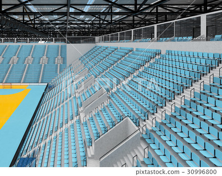 Modern handball arena with sky blue seats 30996800