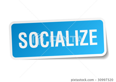 socialize square sticker on white 30997320