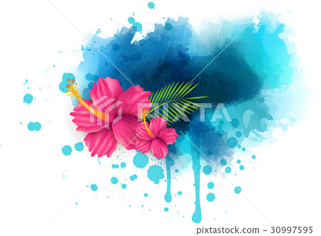 Abstract background with hibiscus flowers 30997595