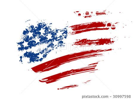 Grunge USA flag in heart shape Grunge USA flag in heart shape 30997598