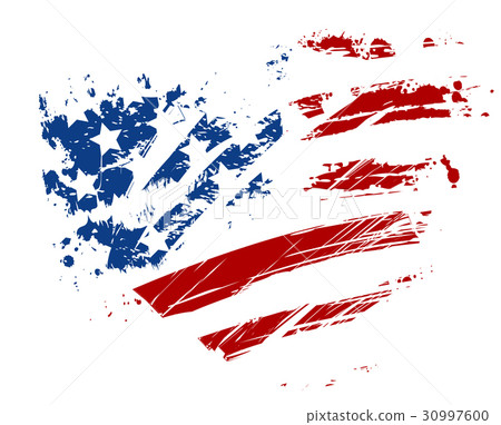 Grunge USA flag in heart shape Grunge USA flag in heart shape 30997600