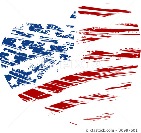 Grunge USA flag in heart shape Grunge USA flag in heart shape 30997601