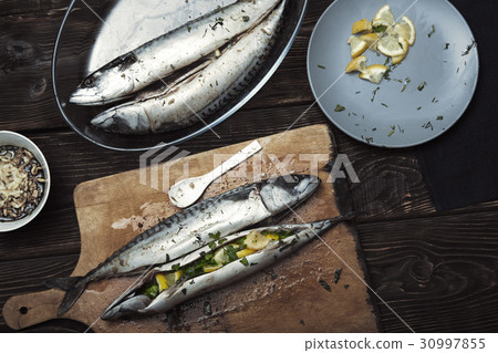 Fish food preparation Fish food preparation 30997855