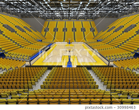 Modern basketball arena with bright yellow seats 30998463