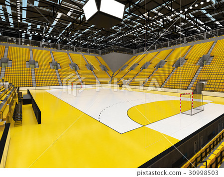 Modern handball arena with bright yellow seats 30998503
