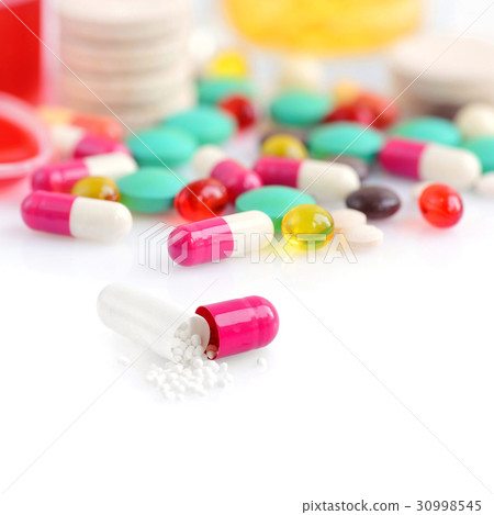 Colored pills, capsules and vitamins Colored pills, capsules and vitamins 30998545