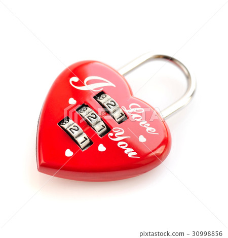 Padlock heart-shape on white background Padlock heart-shape on white background 30998856