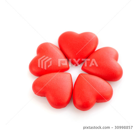 Decorative red hearts isolated on white Decorative red hearts isolated on white 30998857