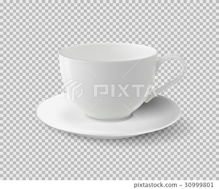 White ceramic cup. Realistic vector cup on 30999801