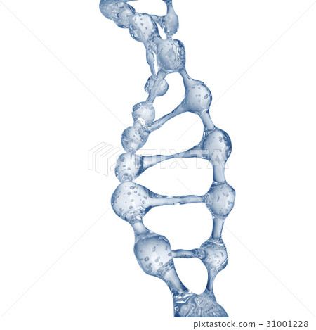 3d illustration of DNA molecule model from water. 3d illustration of DNA molecule model from water. 31001228
