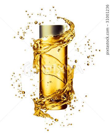 Cream bottle mock up in water splash of golden Cream bottle mock up in water splash of golden 31001236