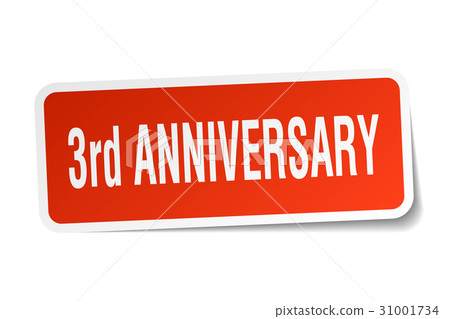 3rd anniversary square sticker on white 3rd anniversary square sticker on white 31001734