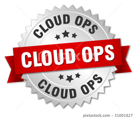 cloud ops round isolated silver badge 31001827