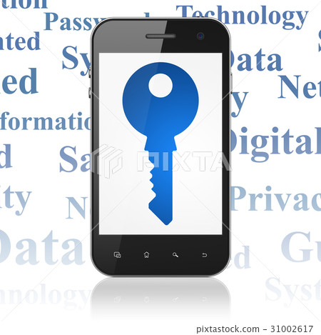 Privacy concept: Smartphone with Key on display Privacy concept: Smartphone with Key on display 31002617