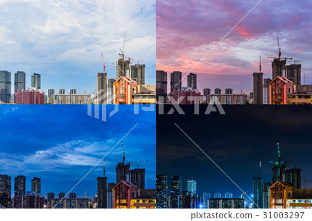 4 Moments of Day to Night Construction site 31003297