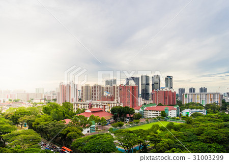 High view Singapore downtown with skyscrapers 31003299