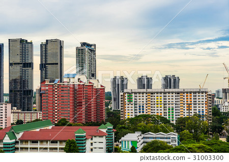 High view Singapore downtown with skyscrapers 31003300