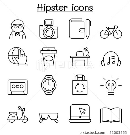 Hipster icon set in thin line style 31003363