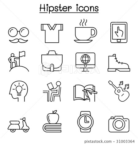 Hipster icon set in thin line style Hipster icon set in thin line style 31003364