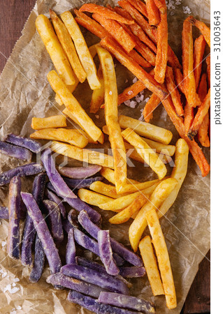 Variety of french fries Variety of french fries 31003643