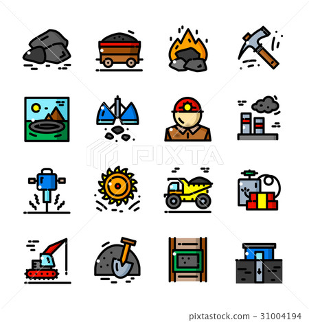 Coal Mining icons set vector illustration 31004194