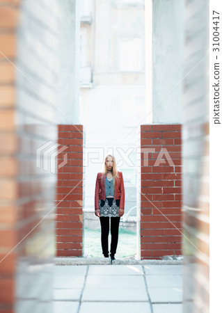 Full length portrait of young pretty woman standing in abstract Full length portrait of young pretty woman standing in abstract 31004417